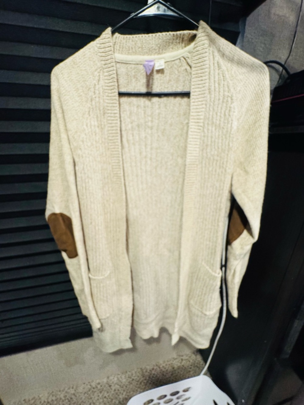 Alyx Cream Crew Neck Sweater with Brown Elbow Patches